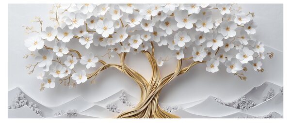 Kép – 3D elegáns életfa virágokkal (120x50 cm)