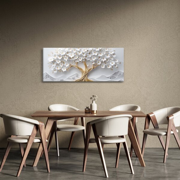 Kép – 3D elegáns életfa virágokkal (120x50 cm)