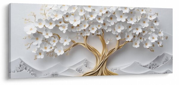 Kép – 3D elegáns életfa virágokkal (120x50 cm)
