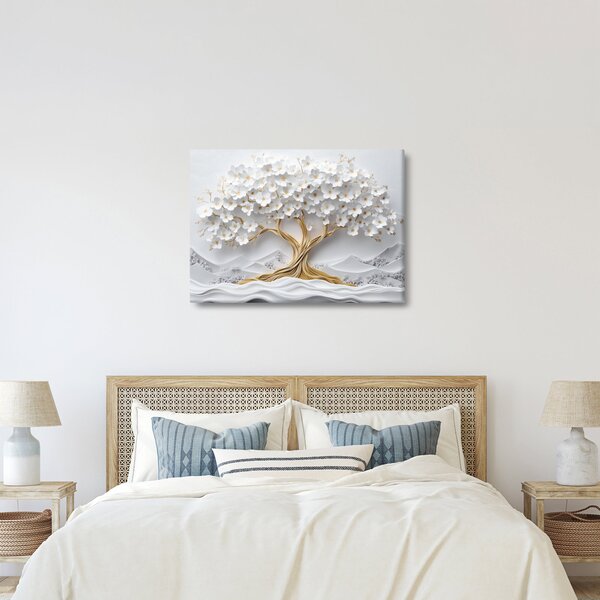 Kép – 3D elegáns életfa virágokkal (70x50 cm)