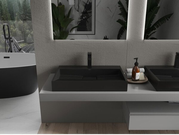 Mexen Ava pultra helyezhető mosdó konglomerátumból 1/O 70 x 46 cm, fekete - 23017071