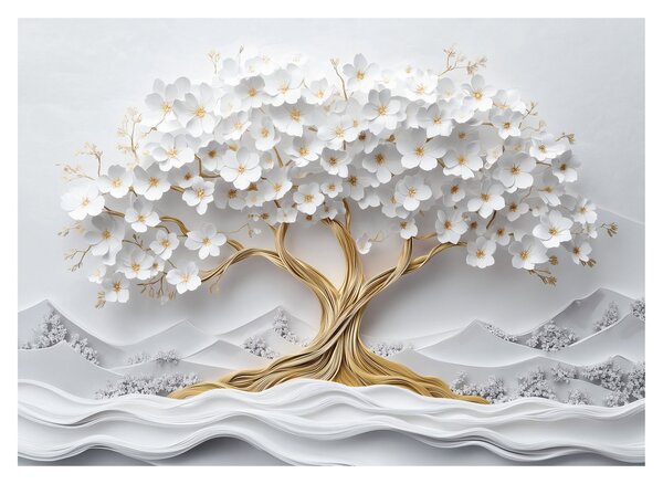 Üveg kép – 3D elegáns életfa virágokkal (70x50 cm)