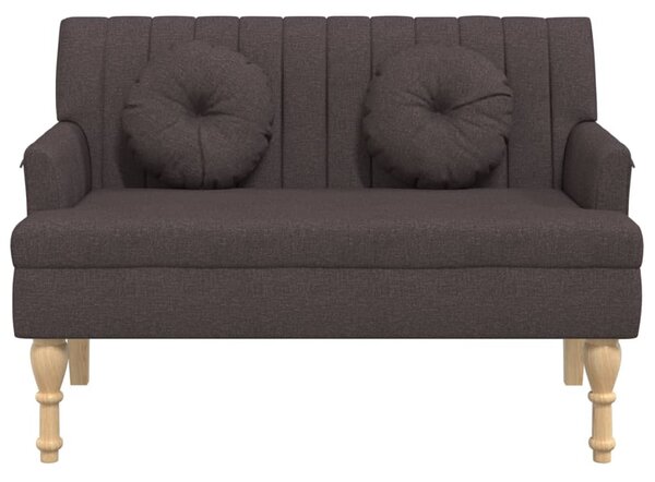 Sötétbarna szövetpad párnákkal 113x64,5x75,5 cm