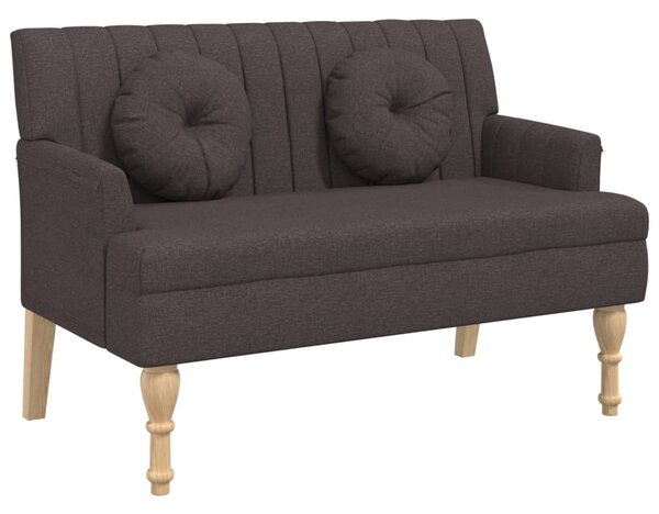 Sötétbarna szövetpad párnákkal 113x64,5x75,5 cm