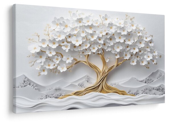 Kép – 3D elegáns életfa virágokkal (90x60 cm)