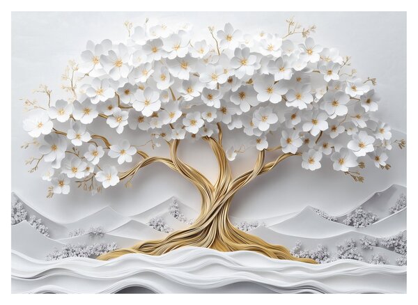 Kép – 3D elegáns életfa virágokkal (70x50 cm)