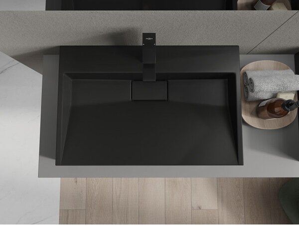 Mexen Ava pultra helyezhető mosdó konglomerátumból 1/O 70 x 46 cm, fekete - 23017071