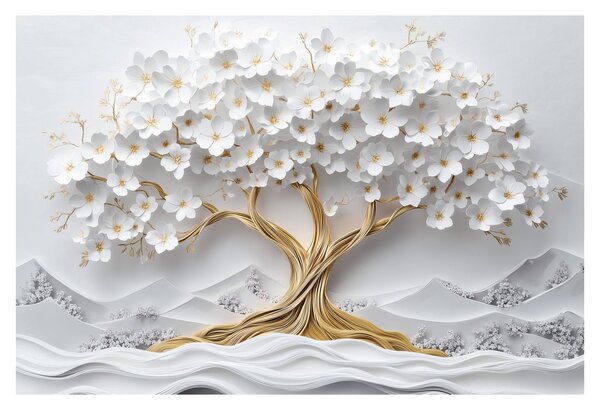Kép – 3D elegáns életfa virágokkal (90x60 cm)