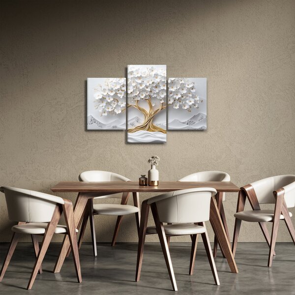 Kép – 3D elegáns életfa virágokkal (90x60 cm)