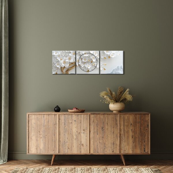 Kép – 3D elegáns életfa (órával) (90x30 cm)