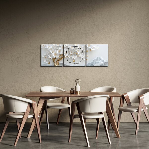 Kép – 3D elegáns életfa (órával) (90x30 cm)