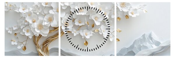 Kép – 3D elegáns életfa (órával) (90x30 cm)