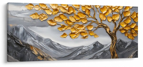 Kép – Fa arany levelekkel (120x50 cm)