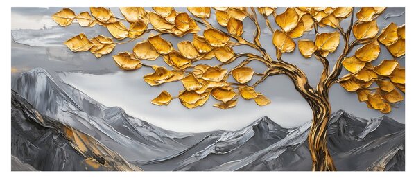 Kép – Fa arany levelekkel (120x50 cm)