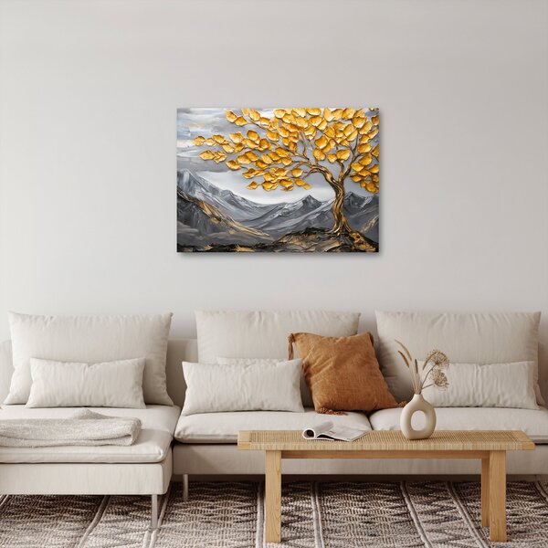 Kép – Fa arany levelekkel (70x50 cm)