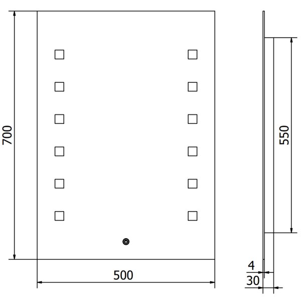 Mexen Ner, LED fürdoszobai tükör háttérvilágítással 50x70 cm, 6000K, páramentes, 9809-050-070-611-00