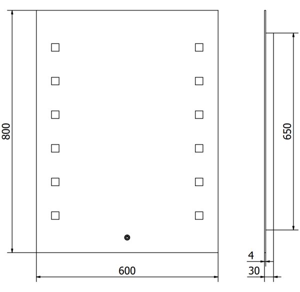 Mexen Ner, LED fürdoszobai tükör háttérvilágítással 60x80 cm, 6000K, páramentes, 9809-060-080-611-00