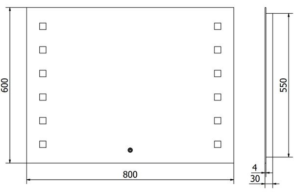 Mexen Ner, LED fürdoszobai tükör háttérvilágítással 80x60 cm, 6000K, páramentes, 9809-080-060-611-00
