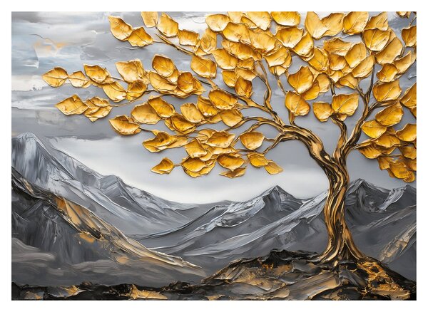 Kép – Fa arany levelekkel (70x50 cm)