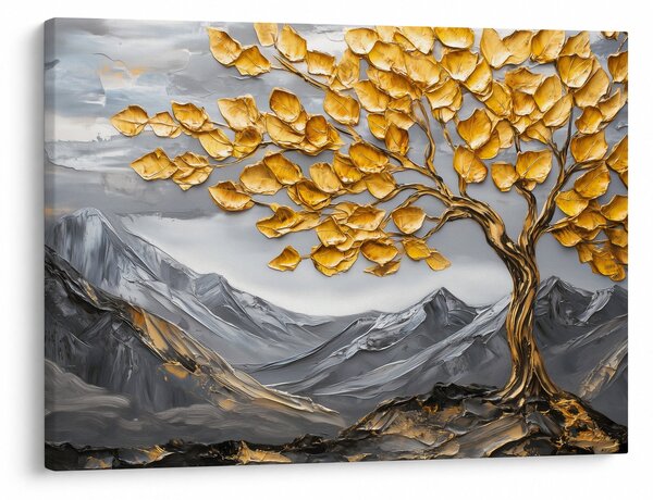 Kép – Fa arany levelekkel (70x50 cm)