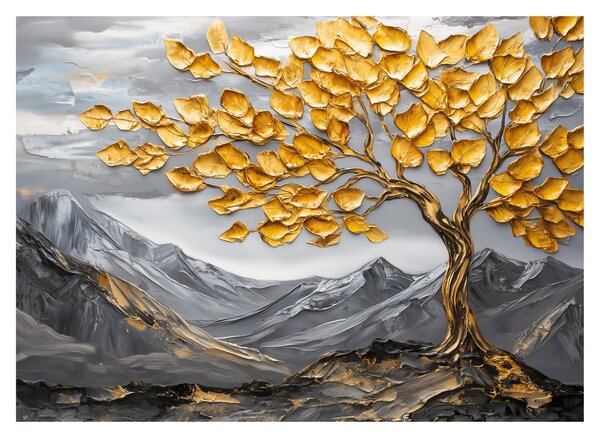 Üveg kép – Fa arany levelekkel (70x50 cm)