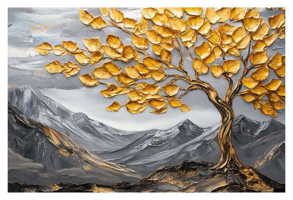 Kép – Fa arany levelekkel (90x60 cm)