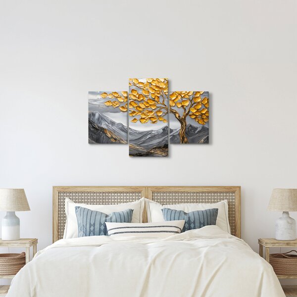 Kép – Fa arany levelekkel (90x60 cm)