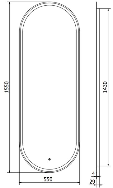 Mexen Bono, LED fürdoszobai tükör háttérvilágítással 55 x 155 cm, 6000K, páramentesíto, 9816-055-155-611-00