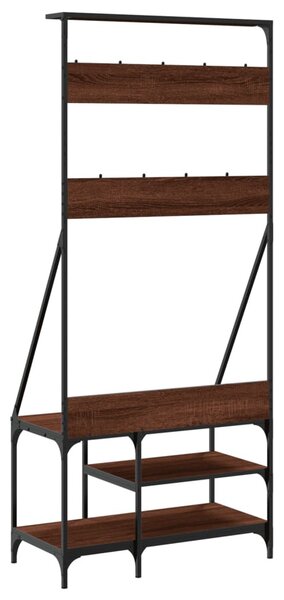 Barna tölgyszínű ruhafogas cipőpolccal 80x40x184 cm