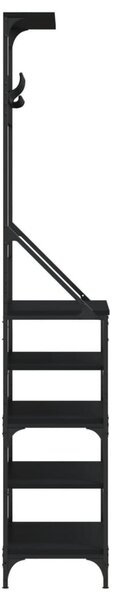 Fekete ruhafogas cipőpolccal 70x34x184 cm
