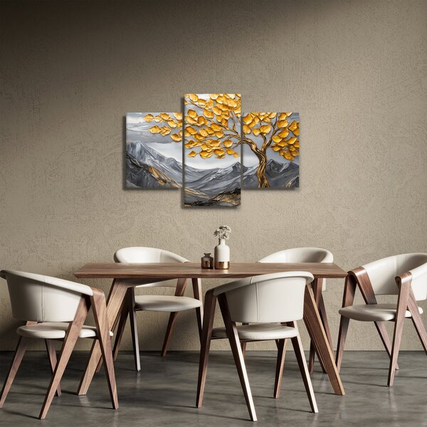 Kép – Fa arany levelekkel (90x60 cm)