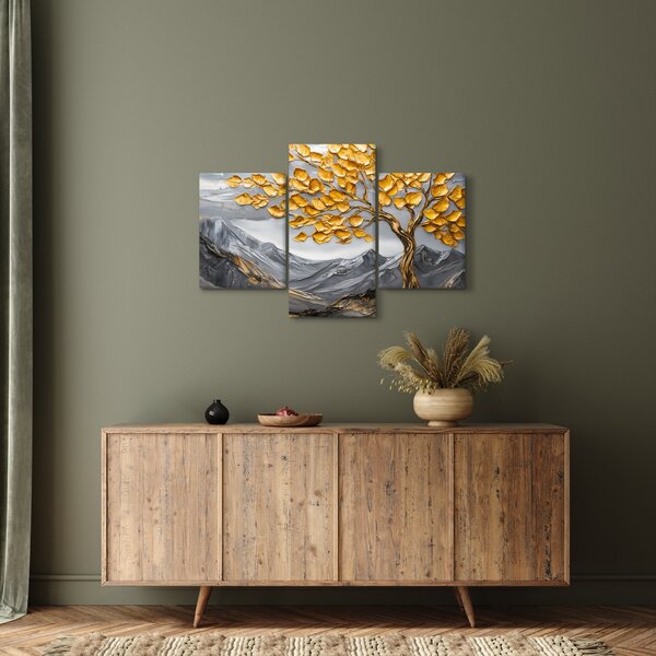 Kép – Fa arany levelekkel (90x60 cm)
