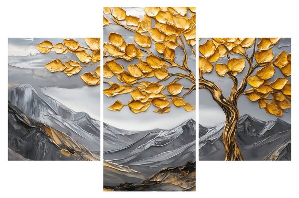 Kép – Fa arany levelekkel (90x60 cm)