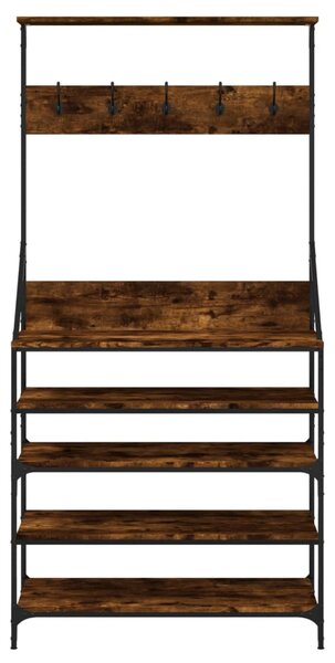 Füstös tölgy színű ruhafogas cipőpolccal 90x34x184 cm