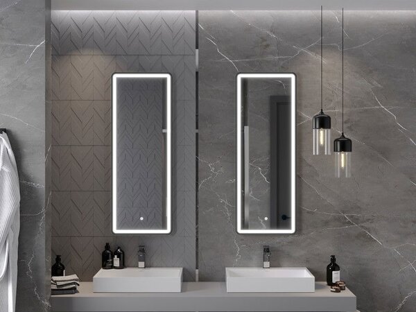 Mexen Coro fürdőszobai tükör megvilágítással 45 x 120 cm, LED 6000K, páramentes, fekete keret - 9817-045-120-611-70