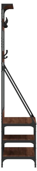 Barna tölgyszínű ruhafogas cipőpolccal 80x40x184 cm