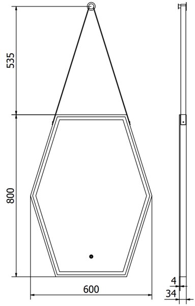 Mexen Orla, LED fürdoszobai tükör háttérvilágítással és fekete kerettel 60x80 cm, 6000K, páramentesíto, 9815-060-080-611-70