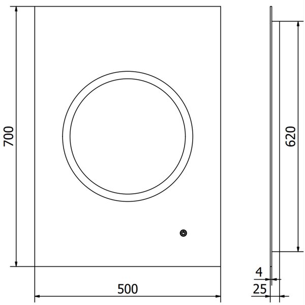 Mexen Koga, LED fürdoszobai tükör háttérvilágítással 50 x 70 cm, 6000K, páramentesíto, 9821-050-070-611-00