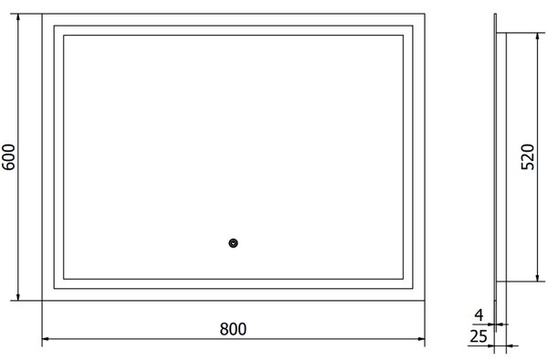 Mexen Miko, LED fürdoszobai tükör háttérvilágítással 100 x 80 cm, 6000K, páramentes, 9819-100-080-611-00