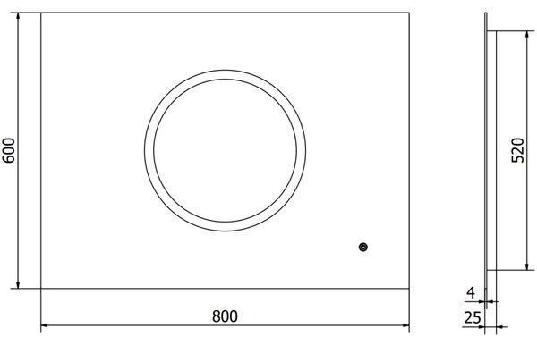 Mexen Koga, LED fürdoszobai tükör háttérvilágítással 80 x 60 cm, 6000K, páramentes, 9821-080-060-611-00