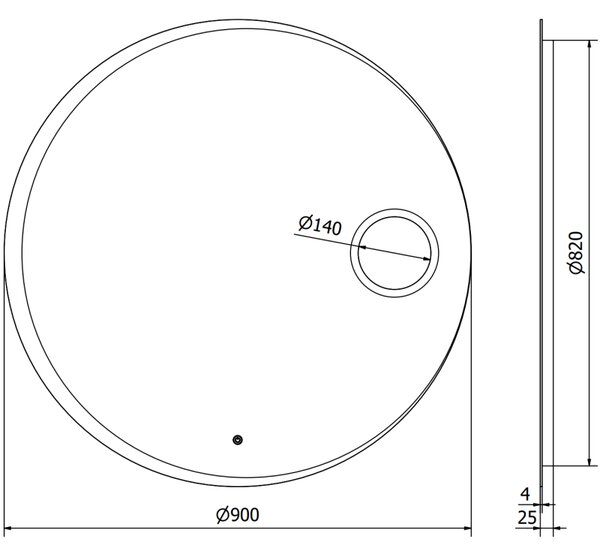 Mexen Ella, LED fürdoszobai tükör háttérvilágítással és kozmetikai tükörrel 90x90 cm, 6000K, páramentes, 9811-090-090-611-00