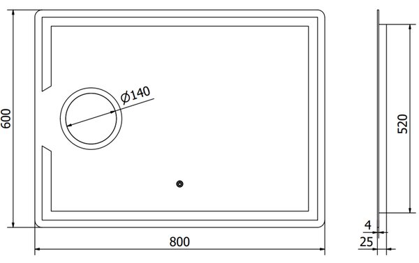 Mexen Onyx, LED fürdoszobai tükör háttérvilágítással és kozmetikai tükörrel 80x60 cm, 6000K, páramentesíto, 9813-080-060-611-00