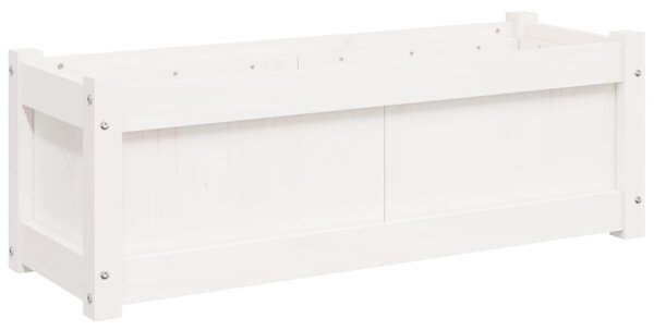 Fehér tömör fenyő kerti virágláda 90x31x31 cm
