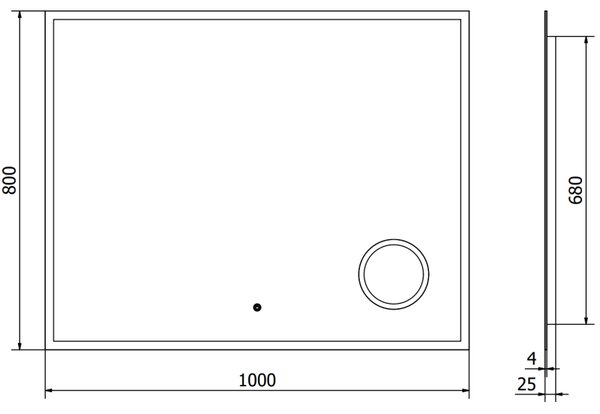 Mexen Kala, LED fürdoszobai tükör háttérvilágítással és kozmetikai tükörrel 100 x 80 cm, 6000K, páramentes, 9820-100-080-611-00