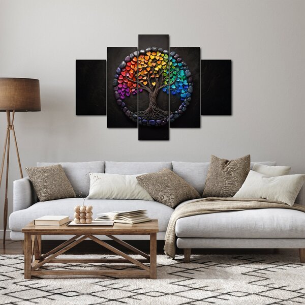 Kép – Fa színes szívekkel (150x105 cm)