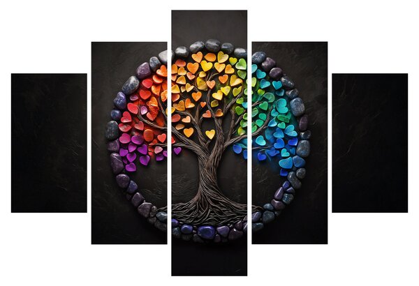 Kép – Fa színes szívekkel (150x105 cm)