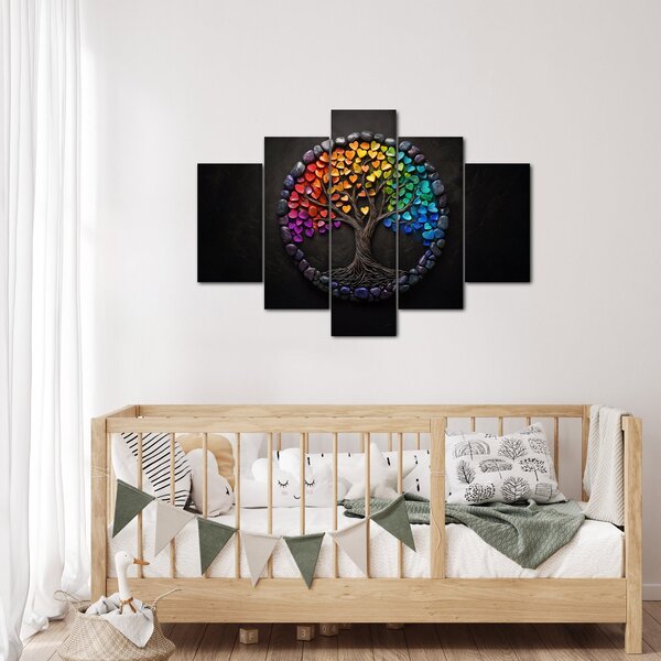 Kép – Fa színes szívekkel (150x105 cm)