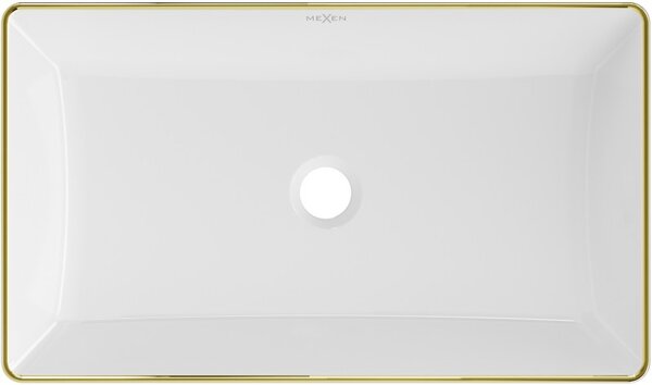 Mexen Nadia, asztali mosogató 620x355x115 mm, fehér-arany él, 21616005