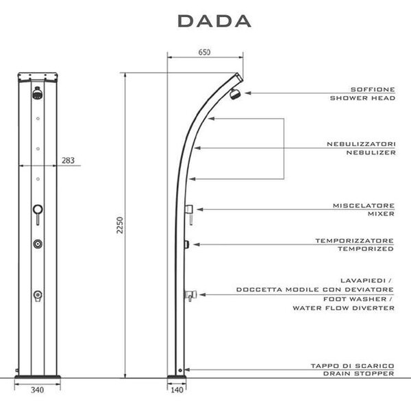 Dada D340 íves kerti szolár zuhany