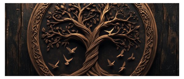 Kép – Fából készült életfa (120x50 cm)
